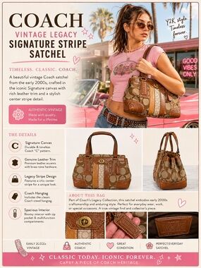 Coach Hamptons Signature Stripe Carryall  bag iconic C jacquard Y2K 2007 11071